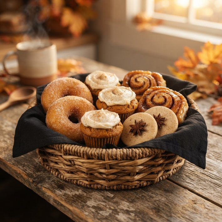 Seasonal Baked Goods (apple cider doughnuts, cinnamon roll, etc)
